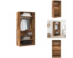 vidaXL Kledingkast - Kledingkasten - Klerenkast - Garderobekast - Kledingkast 100x50x200 cm bewerkt hout oud hout