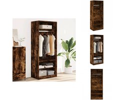vidaXL Kledingkast - Kledingkasten - Klerenkast - Garderobekast - Kledingkast 80x50x200 cm bewerkt hout gerookt eikenkleurig