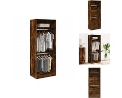 vidaXL Kledingkast - Kledingkasten - Klerenkast - Garderobekast - Kledingkast 80x50x200 cm bewerkt hout gerookt eikenkleurig