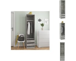 vidaXL Kledingkast - Kledingkasten - Klerenkast - Klerenkasten - Kledingkast met lades 50x50x200 cm bewerkt hout betongrijs