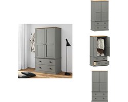 vidaXL Kledingkast - Kledingkasten - Opbergkast - Kast - Kledingkast VIGO 90x55x170 cm massief grenenhout grijs