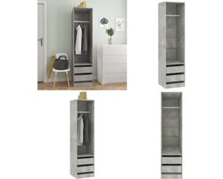 vidaXL Kledingkast met lades 50x50x200 cm bewerkt hout betongrijs - Kledingkast - Kledingkasten - Klerenkast - Klerenkasten