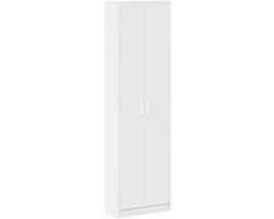 vidaXL - Kledingkast - met - plank - Wit - 55 - x - 25 - x - 189 - cm - Bewerkt - hout