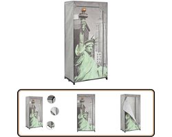 vidaXL Kledingkast New York 75x45x160 cm Stof Kledingkast - Opvouwbare Kledingkast - Kledingopslag - Garderobe - Stoffen Kledingkast