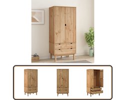 vidaXL Kledingkast OTTA - Massief Grenen Hout Kledingkast - Grenenhout - Vintage - Scandinavisch Design - Opbergruimte