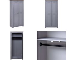 vidaXL Kledingkast Panama Range 80x50x171,5cm massief grenenhout grijs - Kledingkast - Kledingkasten - Klerenkast - Klerenkasten