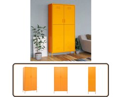 vidaXL Kledingkast - Staal - 90x50x180 cm - Mosterdgeel Kledingkast - Meubel - Opslag - Organisatie - Mustard Yellow