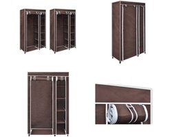 vidaXL - Kledingkasten - stof - bruin - 2 - st