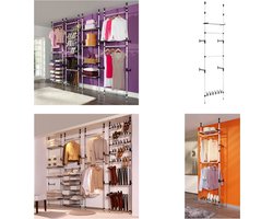 vidaXL Kledingkastsysteem met stangen en schap telescopisch aluminium - Telescopisch Garderobesysteem - Telescopische Garderobesystemen - Telescopisch Kastsysteem - Telescopische Kastsystemen