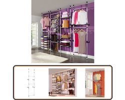 vidaXL Kledingkastsysteem - Telescopisch - Aluminium Telescopisch Kledingrek - Kasten Rek - Kledinghanger - Aluminium Kast - Garderobe Organizer