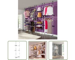 vidaXL Kledingkastsysteem - Telescopisch - Zilver/Zwart Telescopisch Kledingrek - Garderobe Organizer - Kasten Organisatie - Kleding Rek - Aluminium Kledingrek