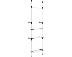 vidaXL Kledingkastsysteem - Telescopisch - Zilver/Zwart Telescopisch Kledingrek - Kasten Rek - Garderobe Organizer - Kleding Organisatie - Aluminium Kledingrek
