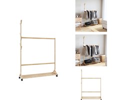 vidaXL Kledingrek - Kledingrekken - Kapstok - Kleerhangerrek - Kledingrek met haken en wielen 100x35x157 cm bamboe
