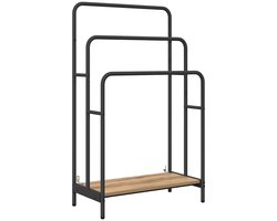 vidaXL - Kledingrek - met - plank - artisanaal - eikenkleurig - 60 - x - 30 - x - 100.5 - cm