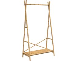 vidaXL - Kledingrek - met - schap - 102x50x190 - cm - bamboe