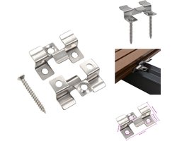 vidaXL Klem - Klemmen - Plankenklem - Plankenklemmen - Terrasplankenklemmen met 200 schroeven roestvrij staal 100 st