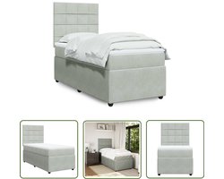 vidaXL Klikmechanisme - Dynamische Sleutel - Boxspring met matras fluweel lichtgrijs 100x200 cm - Draaibare Kop - Inch-newton Schaal - Gereedschapset