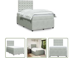 vidaXL Klikmechanisme - Dynamische Sleutel - Boxspring met matras fluweel lichtgrijs 120x200 cm - Draaibare Kop - Inch-newton Schaal - Gereedschapset