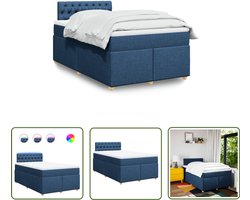 vidaXL Klikmechanisme - Dynamische Sleutel - Boxspring met matras stof blauw 120x200 cm - Draaibare Kop - Inch-newton Schalen - Gereedschapset
