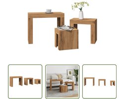 vidaXL Klikmechanisme - Dynammometer Sleutel - 3-delige Tafeltjesset bewerkt hout artisanaal eikenkleurig - Gereedschapset - Drapers Tools - Monteursgereedschap