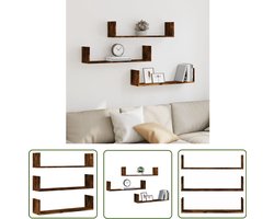 vidaXL Klikmechanisme - Dynammometer Sleutel - Wandschappen 3 st 80x18x18 cm bewerkt hout gerookt eikenkleurig - Gereedschapset - Draai Moment - Torque Wrench