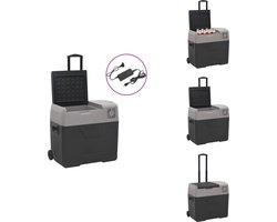 vidaXL Koelbox - Koelboxen - Elektrische Koelbox - Koelbox Voor Auto - Koelbox met wielen en adapter 40 L polypropeen zwart en grijs
