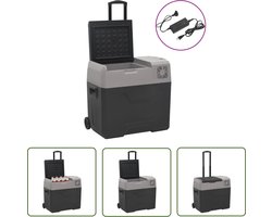 vidaXL Koelzak - Koelbox - Koelbox met wielen en adapter 40 L polypropeen zwart en grijs - Caravan Accessoire - Camper Accessory - Outdoor Keuken