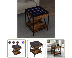 vidaXL Koffietafel - Salontafel - Salontafel met Infinity LED 40x40x49 cm gerookt eikenkleurig - Led Tafellamp - Infinity Mirror - RGB Licht