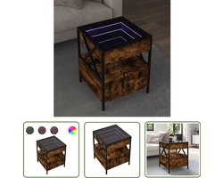 vidaXL Koffietafel - Salontafel - Salontafel met Infinity LED 40x40x51 cm gerookt eikenkleurig - Led Tafellamp - Infinity Mirror - Houten Tafel
