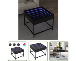 vidaXL Koffietafel - Salontafel - Salontafel met Infinity LED 50x50x41 cm zwart - Led Tafellamp - Infinity Mirror - Houten Tafel
