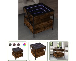 vidaXL Koffietafel - Salontafel - Salontafel met Infinity LED 50x50x51 cm gerookt eikenkleurig - Led Tafellamp - Houten Tafel - Vintage Tafel