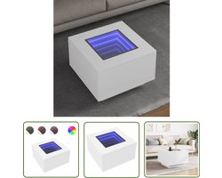 vidaXL Koffietafel - Salontafel - Salontafel met LED 60x60x40 cm bewerkt hout wit - Led Tafellamp - Houten Tafel - Design Tafel