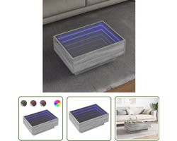 vidaXL Koffietafel - Salontafel - Salontafel met LED 70x50x30 cm bewerkt hout grijs sonoma eiken - Tv Tafellaar - Houten Salontafel - Grijze Salontafel
