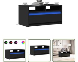 vidaXL Koffietafel - Salontafel - Salontafel met LED-verlichting bewerkt hout zwart - Houten Salontafel - Led Verlichting - Tv Tafellamp