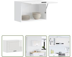 vidaXL Kookeiland - Keukenwandkast - Keukenwandkast Porto bewerkt hout hoogglans wit - Opslagoplossing - Keukenaccessoires - Houten Kast