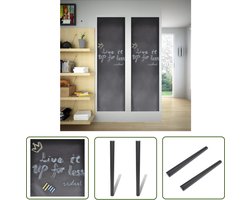 vidaXL Krijtbord Muur - Krijtbord Sticker - Muursticker krijtbord 2 rollen met krijtjes 0,45x2 m - Whiteboard Sticker - Zwarte Krijtbordfolie - Kritboordsticker