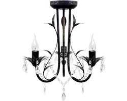 vidaXL - Kroonluchter - art - nouveau - metaal - kristallen - 3 - lampen - zwart
