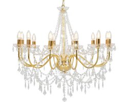 vidaXL - Kroonluchter - met - kralen - 12xE14 - goudkleurig