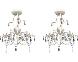 vidaXL - Kroonluchters - kristal - 2 - st - elegant - wit