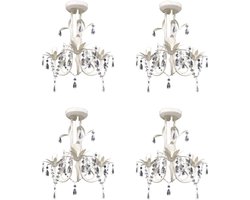 vidaXL - Kroonluchters - kristal - 4 - st - elegant - wit