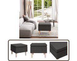 vidaXL Kruk - Donkergrijs - Houten poten - 52x52x42 cm Krukje - Zitkruk - Voetenbank - Donkere Grijze Meubels - Moderne Kruk