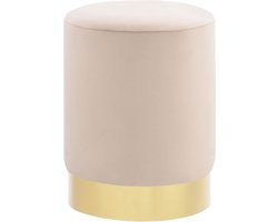 vidaXL - Kruk - fluweel - 28 - x - 36 - cm - abrikoos- - en - goudkleurig