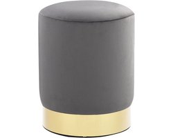 vidaXL - Kruk - fluweel - 28 - x - 36 - cm - donkergrijs - en - goudkleurig