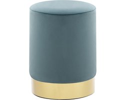 vidaXL - Kruk - fluweel - 28 - x - 36 - cm - lichtblauw - en - goudkleurig