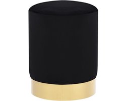 vidaXL - Kruk - fluweel - 28 - x - 36 - cm - zwart - en - goudkleurig