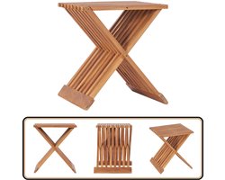 vidaXL Kruk - Inklapbaar - 40x32x45 cm - Teakhout Tuinstoel - Teak Houten Stoel - Klapstoelen - Buitenshuis Meubilair - Terrasbank