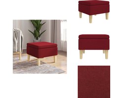 vidaXL Kruk - Krukken - Voetenbank - Voetensteun - Kruk met houten poten stof wijnrood