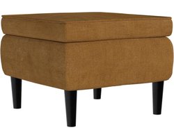 vidaXL - Kruk - met - houten - poten - fluweel - bruin