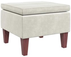 vidaXL - Kruk - met - houten - poten - fluweel - crèmekleurig