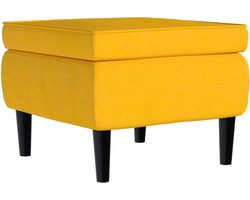 vidaXL - Kruk - met - houten - poten - fluweel - geel